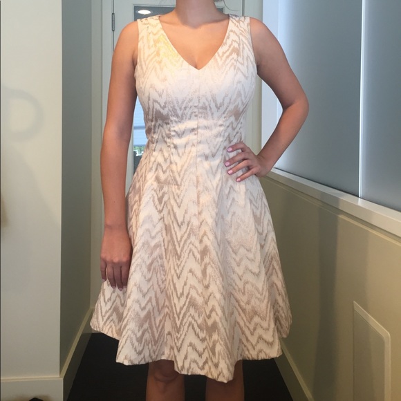 Vince Camuto Metallic Jacquard Fit & Flare Dress - Picture 4 of 6